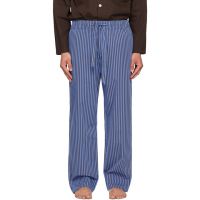 Tekla Brown & Blue Poplin Pyjama Pants 261482M218019