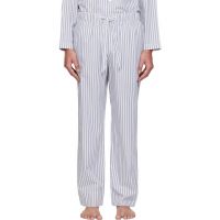 Tekla White & Blue Poplin Pyjama Pants 261482M218020