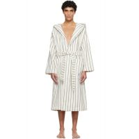 Tekla White & Green Terry Hooded Bathrobe 261482M219011