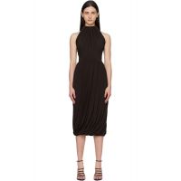 ALAIA Brown Twisted Soft Jersey Midi Dress 261483F054000