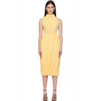 ALAIA Yellow Twisted Soft Jersey Midi Dress 261483F054001