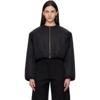 ALAIA Black Nylon Pleated Bomber Jacket 261483F058000