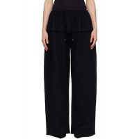 ALAIA Black Peplum Fleece Lounge Pants 261483F087001