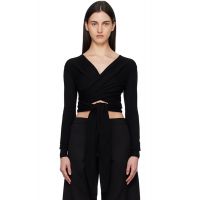 ALAIA Black Cashmere Wrap Sweater 261483F110000