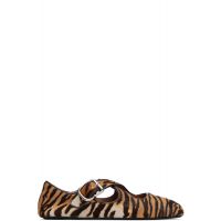 ALAIA Brown & Beige Criss Cross Ballerina Flats 261483F118001