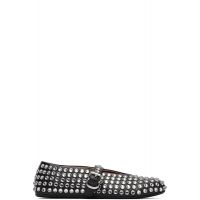 ALAIA Black Strass Lambskin Ballerina Flats 261483F118004