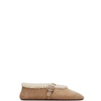 ALAIA Beige Merino Shearling Ballerina Flats 261483F118005