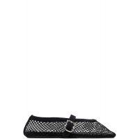 ALAIA Black Strass Fishnet Ballerina Flats 261483F118014