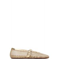 ALAIA Gold Laminated Fishnet Ballerina Flats 261483F118018