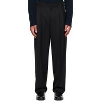 LE17SEPTEMBRE Black Two Tuck Wool Trousers 261495M191001