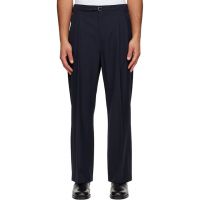 LE17SEPTEMBRE Navy Pleat Belted Trousers 261495M191005