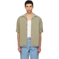 LE17SEPTEMBRE Khaki Double-Layered Open Collar Shirt 261495M192004