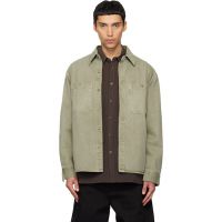 LE17SEPTEMBRE Green Garment-Dyed Denim Shirt 261495M192006