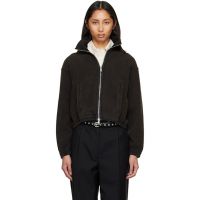 Mfpen Black Cropped Leisure Zip Up Sweater 261505F097001