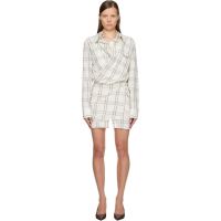 The Attico White Cotton Popeline Vichy Minidress 261528F052006