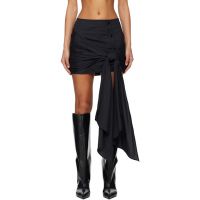 The Attico Black Shiny Satin Miniskirt 261528F090000