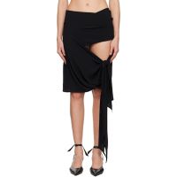 The Attico Black Draped Midi Skirt 261528F092004
