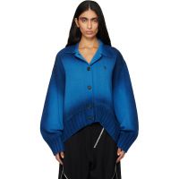 The Attico Blue Sprayed Wool Cashmere Cardigan 261528F095001