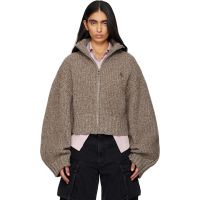 The Attico Brown Wool Cashmere Cardigan 261528F095003