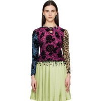 Chopova Lowena Multicolor Totally Tiger Flocked Mesh Top 261529F110001