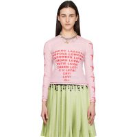 Chopova Lowena Pink Crunchy Lasagna Fitted Mesh Top 261529F110019