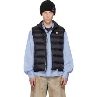 AAPE by A Bathing Ape Black AAPENOW Moonface Logo Puffer Down Vest 261547M178007