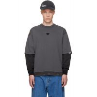 AAPE by A Bathing Ape Gray Moonface Logo Long Sleeve T-shirt 261547M213007