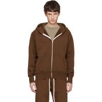 Les Tien Brown Heavyweight Zip Hoodie 261548M202007