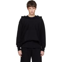 Les Tien Black Heavyweight Raw Cropped Hoodie 261548M202008