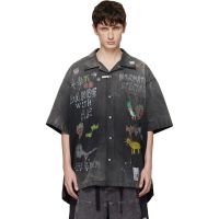 Maison MIHARA YASUHIRO Black Hand Drawing Print Shirt 261551M192001