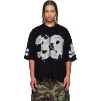 Mastermind JAPAN Black 39 Distressed Patch Half Sleeve T-shirt 261563M213002