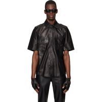 Ernest W. Baker Black Short Sleeve Leather Shirt 261600M192030