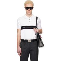 Ernest W. Baker White & Black Striped Polo 261600M212014