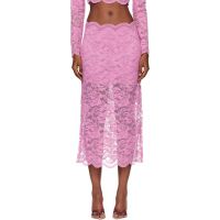 Rabanne Pink Lace Midi Skirt 261605F092001