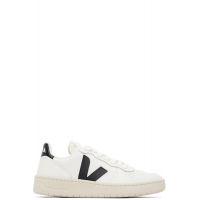 VEJA White & Black V-10 Leather Sneakers 261610F128005