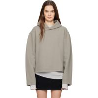 Rier Gray Fleece Crop Hoodie 261661F097003