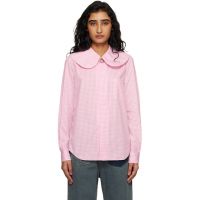 Comme des Garcons Girl Pink & White Cotton Poplin Gingham Check Shirt 261670F109001