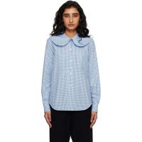 Comme des Garcons Girl Blue & White Cotton Poplin Gingham Check Shirt 261670F109003