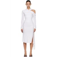 AARON ESH White Jersey Twist Strap Midi Dress 261678F054002