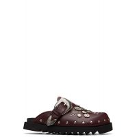 Toga Virilis SSENSE Exclusive Burgundy Eyelet Metal Sabot Slip-on Loafers 261688M231017