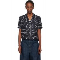 Moschino Black All Over Small Goose Print Silk Twill Blouse 261720F107000
