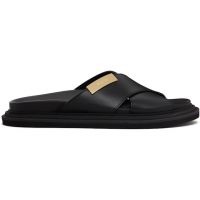 Moschino Black Logo Plaque Sandals 261720M234004