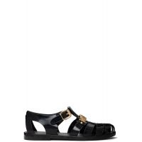 Moschino Black Jelly Logo Lettering Sandals 261720M234010