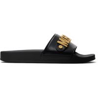 Moschino Black Lettering Logo Pool Slides 261720M234013