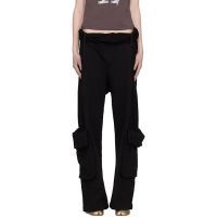 OPEN YY Black Rolled Waist Sweat Cargo Pants 261731F086001