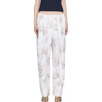 OPEN YY White Full Gather Floral Trousers 261731F087007