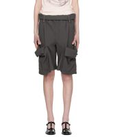 OPEN YY Gray Rolled Waist Sweat Cargo Shorts 261731F088000