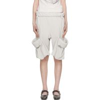 OPEN YY Gray Rolled Waist Sweat Cargo Shorts 261731F088001