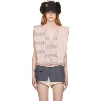 OPEN YY Pink Jacquard Sleeve Layered Cardigan Vest 261731F095002