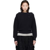 OPEN YY Navy Badge Applique Knit Pullover Sweater 261731F096001